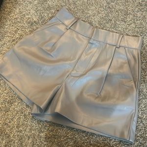 Zara Taupe Faux Leather Semi Pleated Shorts Size Small